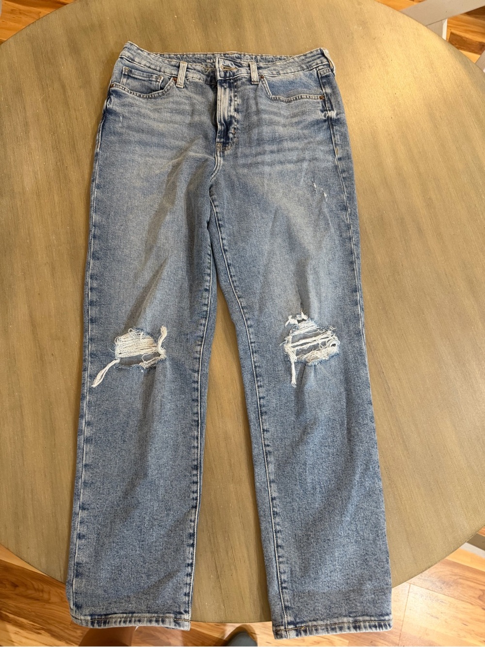Old Navy Light Blue Ripped OG Straight-Leg Jeans